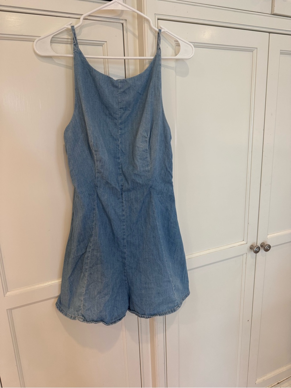 Zara Light Blue Denim Sleeveless One-Piece Romper